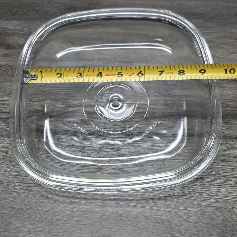 Pyrex Square Casserole Lid - Part# P-12-C - High Top Clear Lid - Small Handle